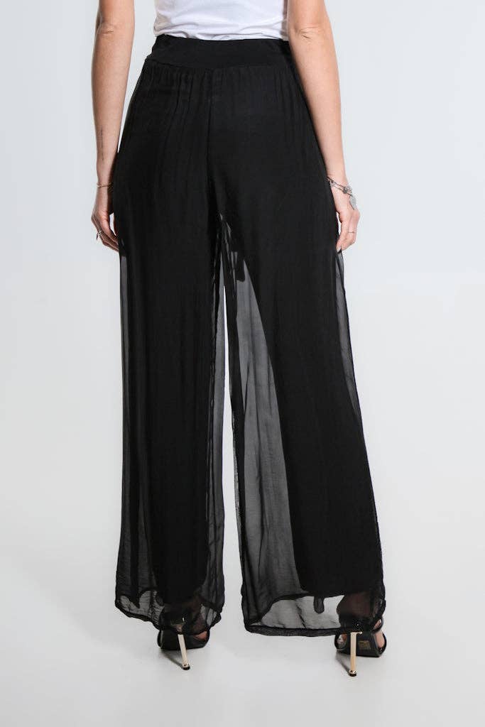 Wrap Front Silk Pant (PL214):Navy