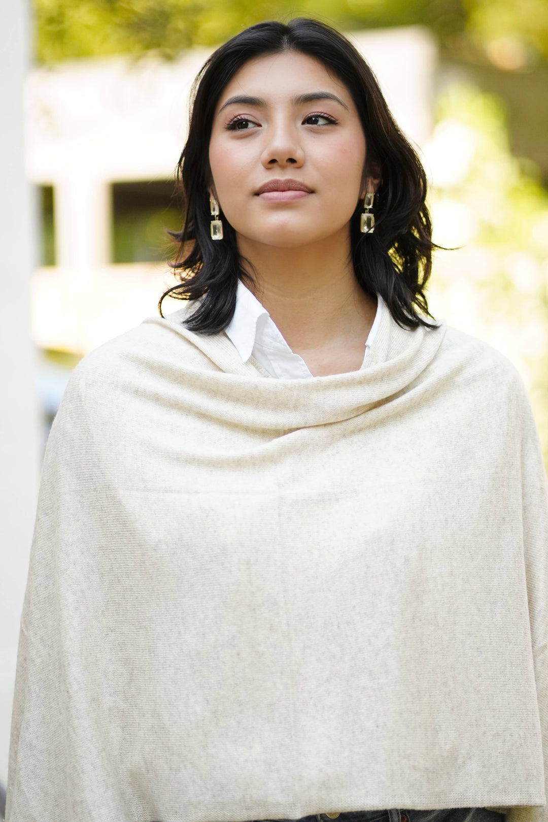 Cashmere Poncho: Oatmeal