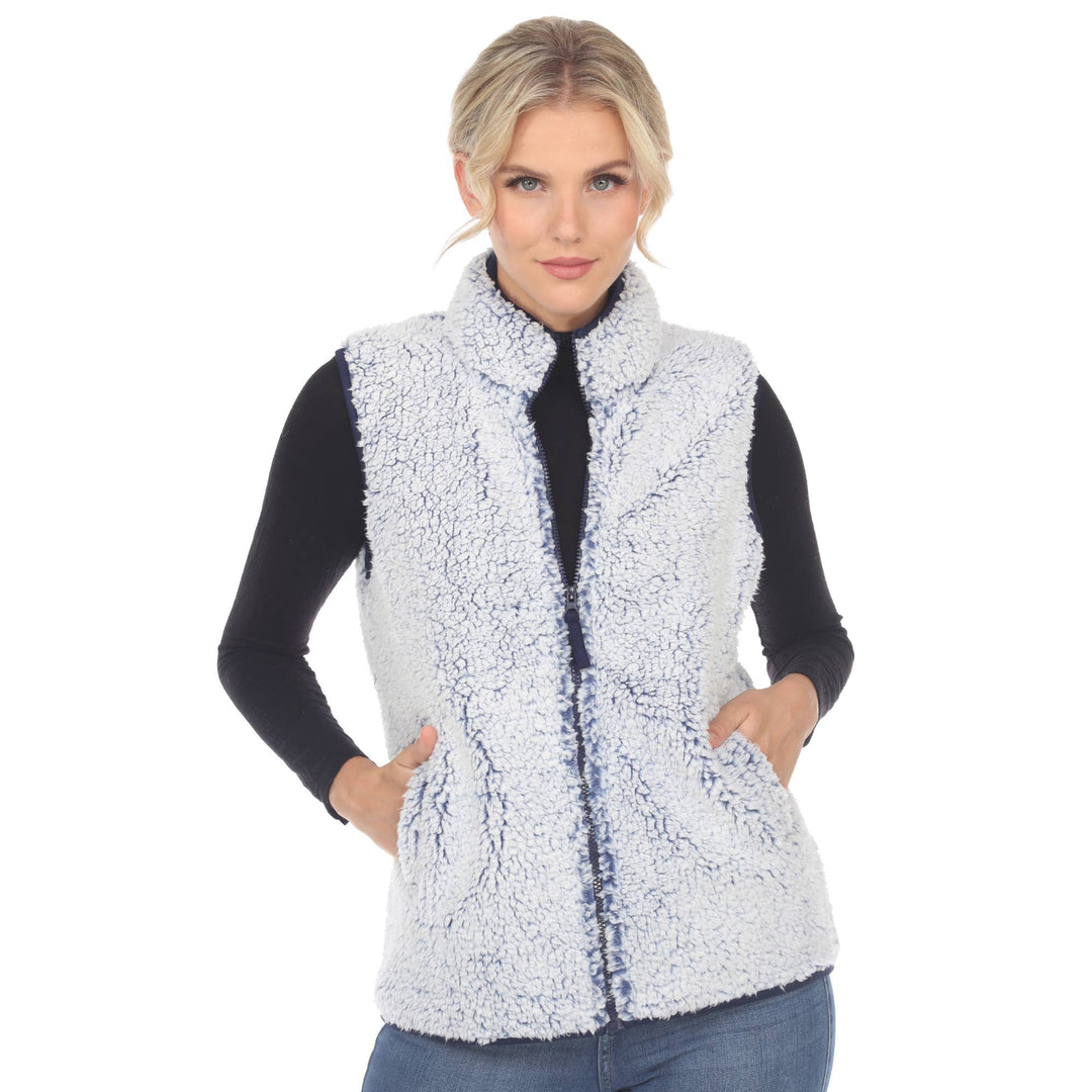 Zip up sherpa vest: Black / XL