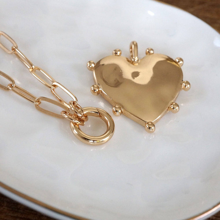 Modern  Heart Paperclip Neck - Gold