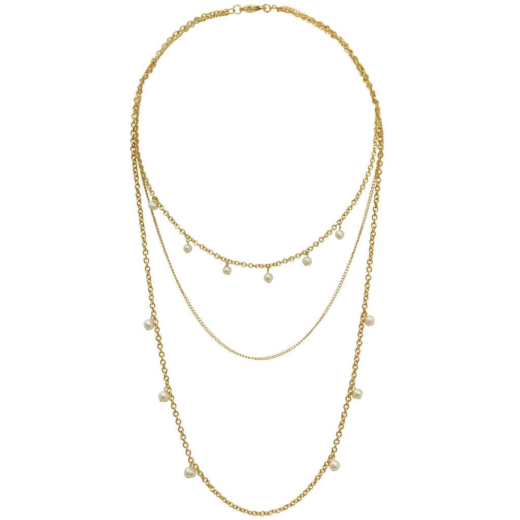 Delicate Necklace with Pearl Accent: GOLD