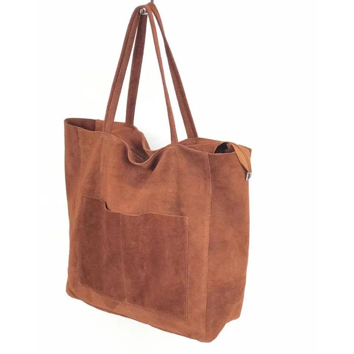 Italian Suede Leather Bag: Olive