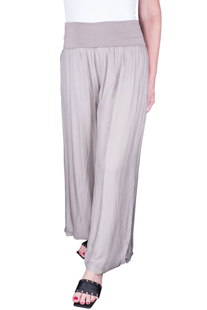 Foldover Waist Silk Pant (PL203):Army