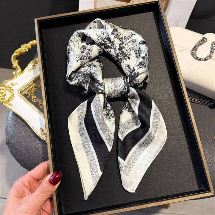 Sheer Trend - Fashion Print Square Scarf: BLACK
