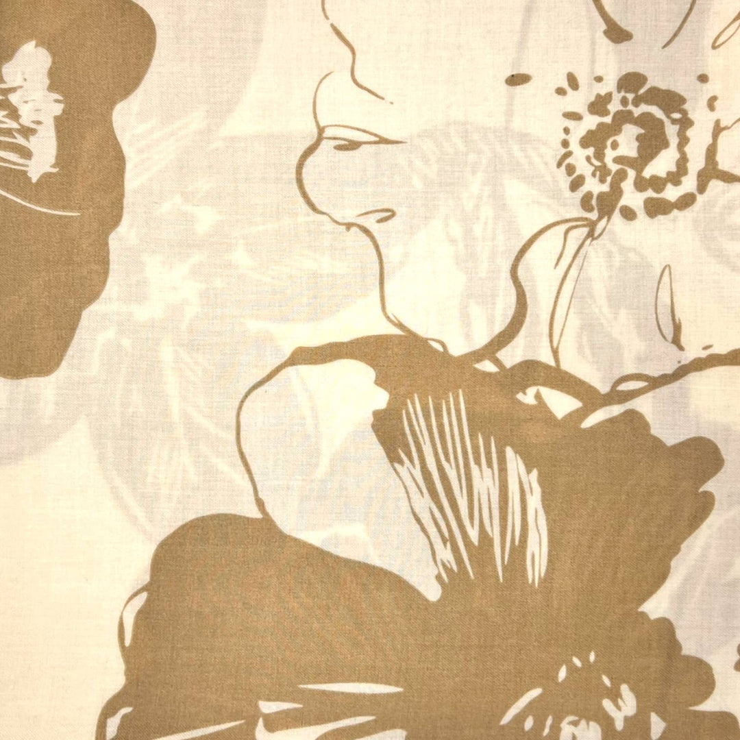 Flower sketch scarf: Black - Cream