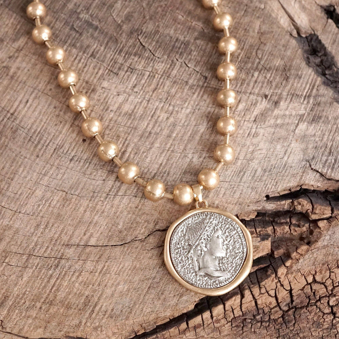 Coin Chunky Ball Chain  Neck: Silver