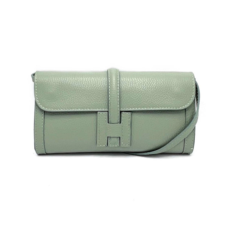 Leather clutch, Made in Italy,112532: Camel