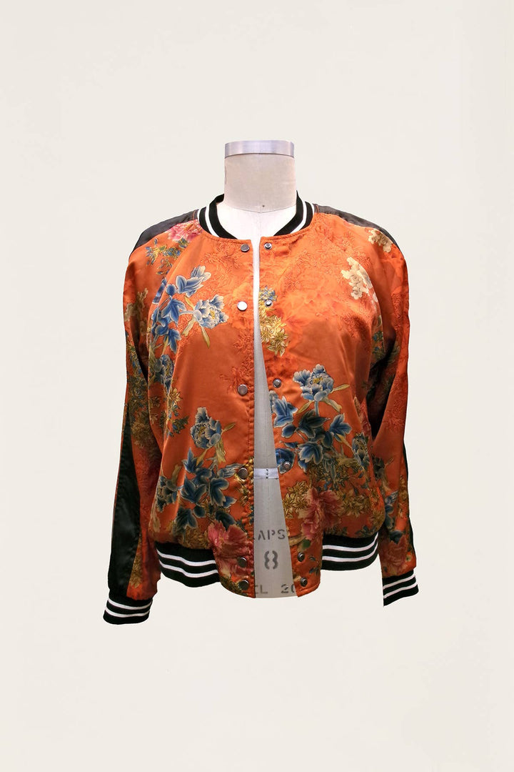 Reversible Satin Rust Jkt: Blk/ XL