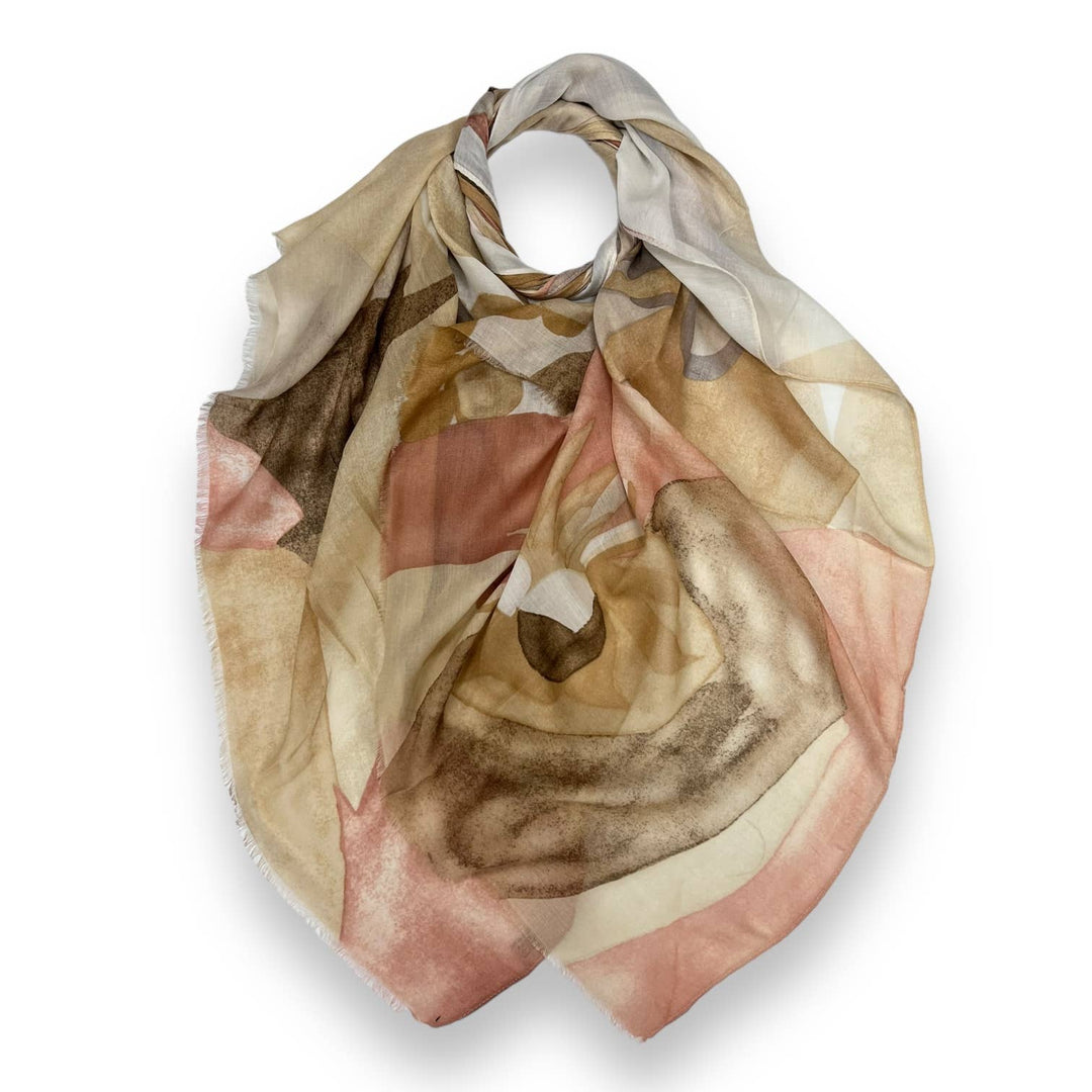 Soft Abstract painting scarf: Beige