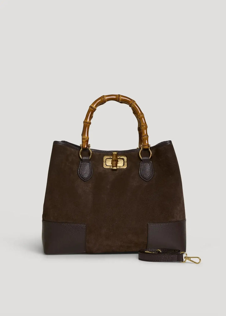 Large Handbag Italian Suede: Oliva