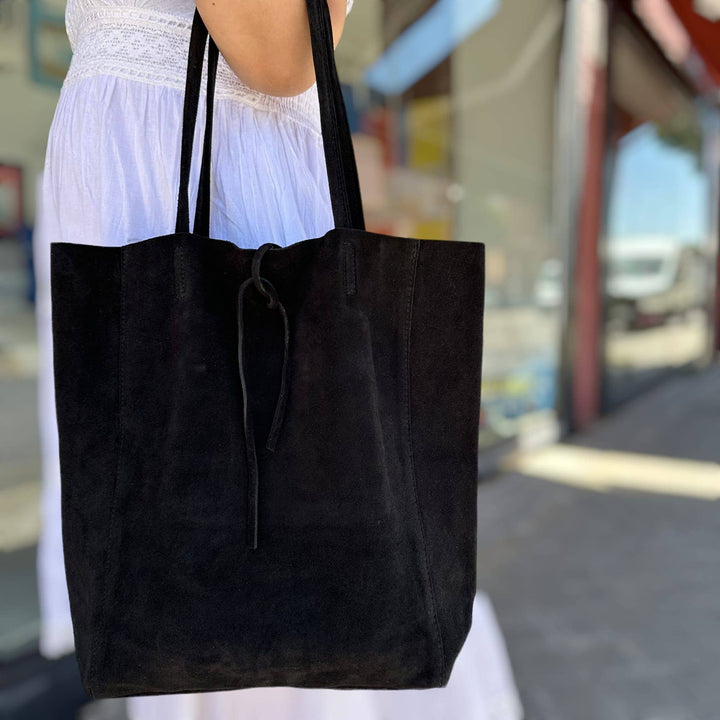 Italian Leather Bag Suede: Military Green