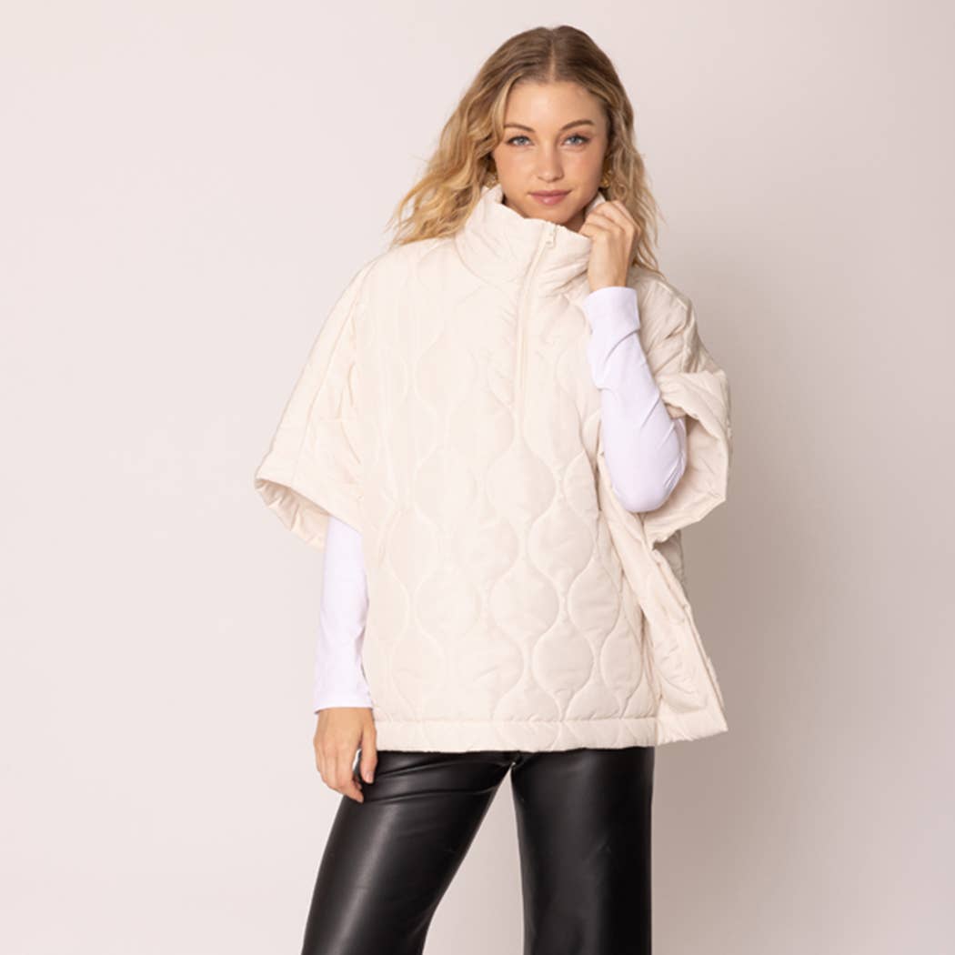 Quilted Cape Poncho Jacket : BGE / O/S