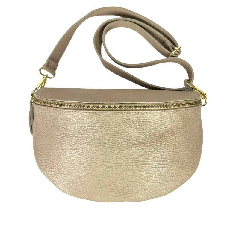 Large Italian Leather Waist Bag: Red