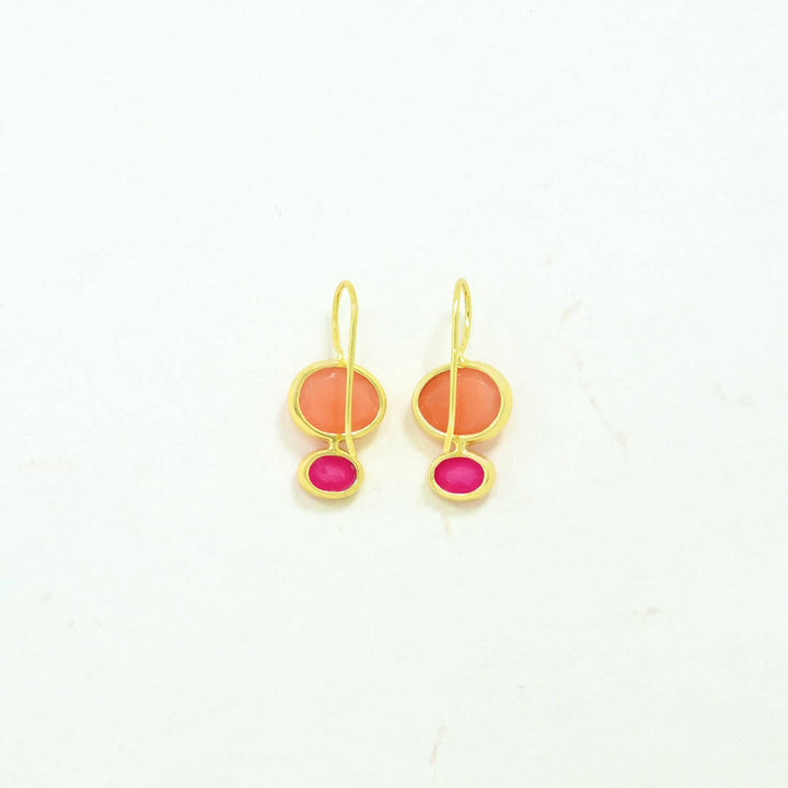 Primrose Earring - Pink Onyx & Carnelian