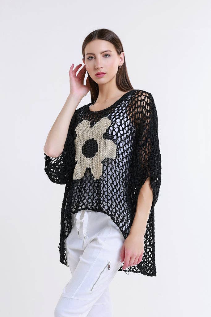 Daisy  Open Knit Sweater (BSS302D):White