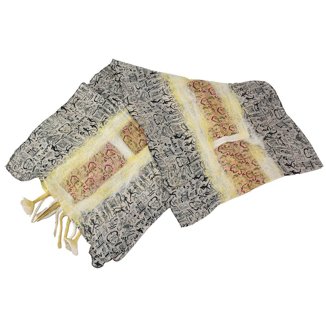 Yellow Felt  Scarves with Flower Hanging