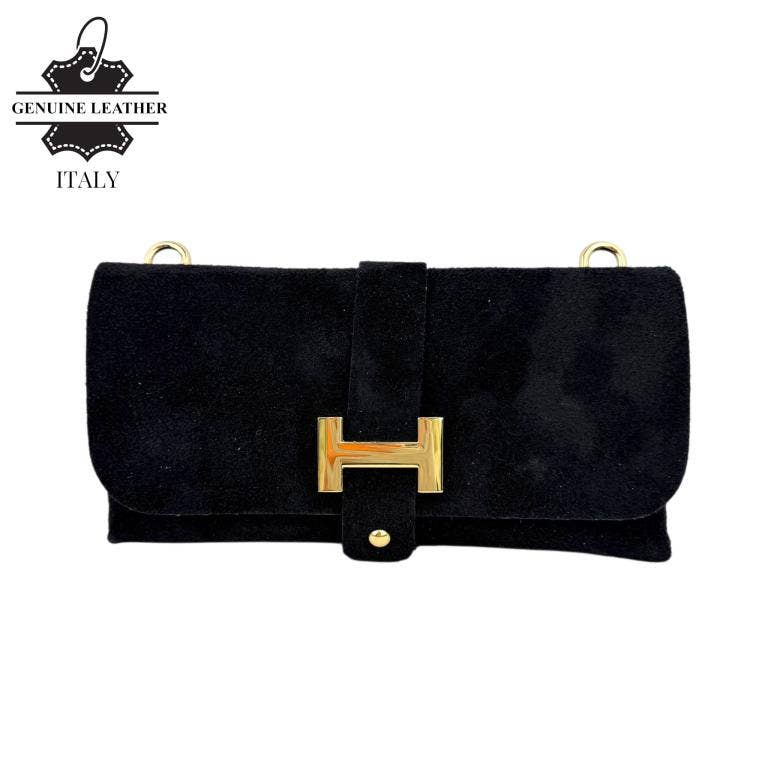 Italian Leather Bag: Suede Black