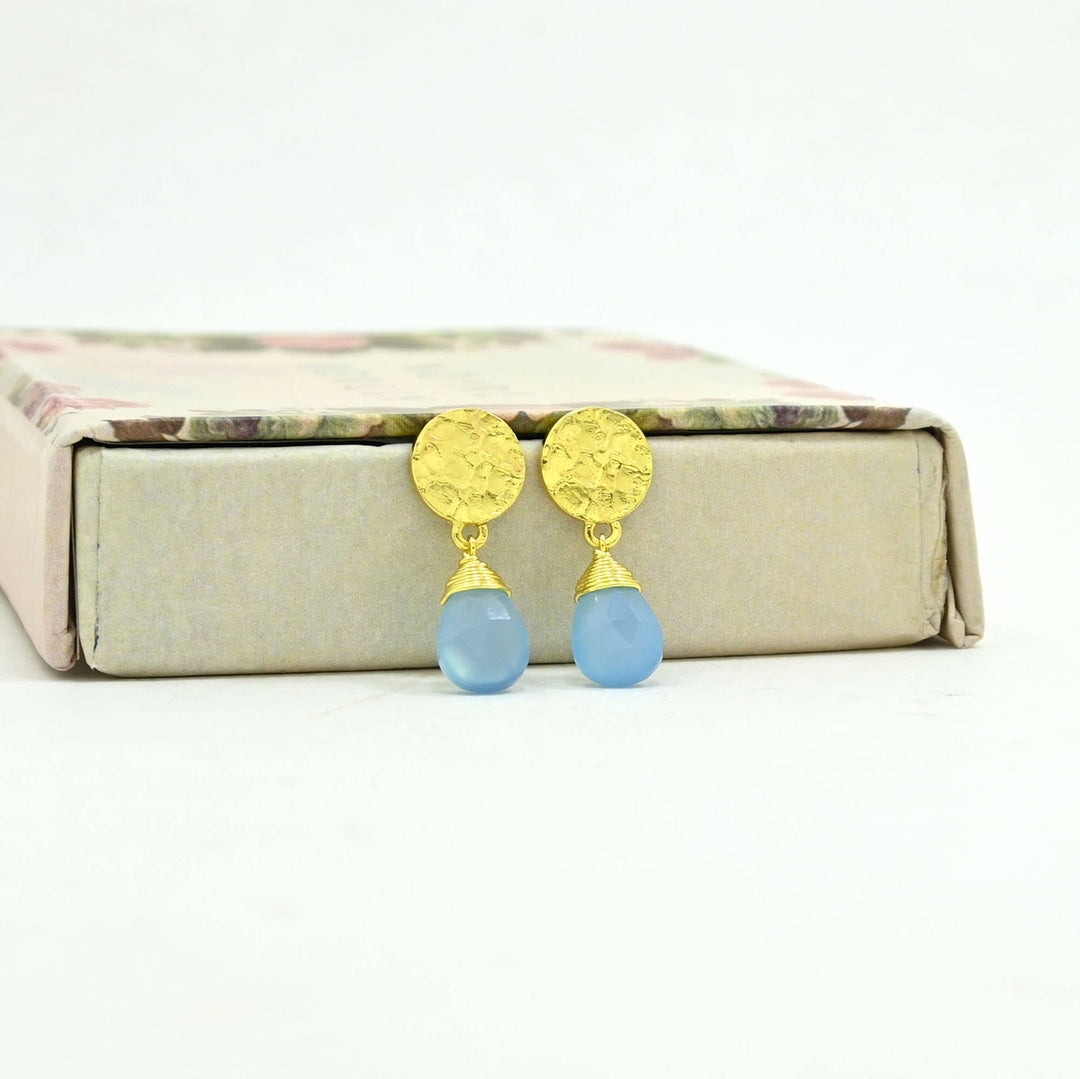 Abigail Earring Gold - Blue Chalcedony