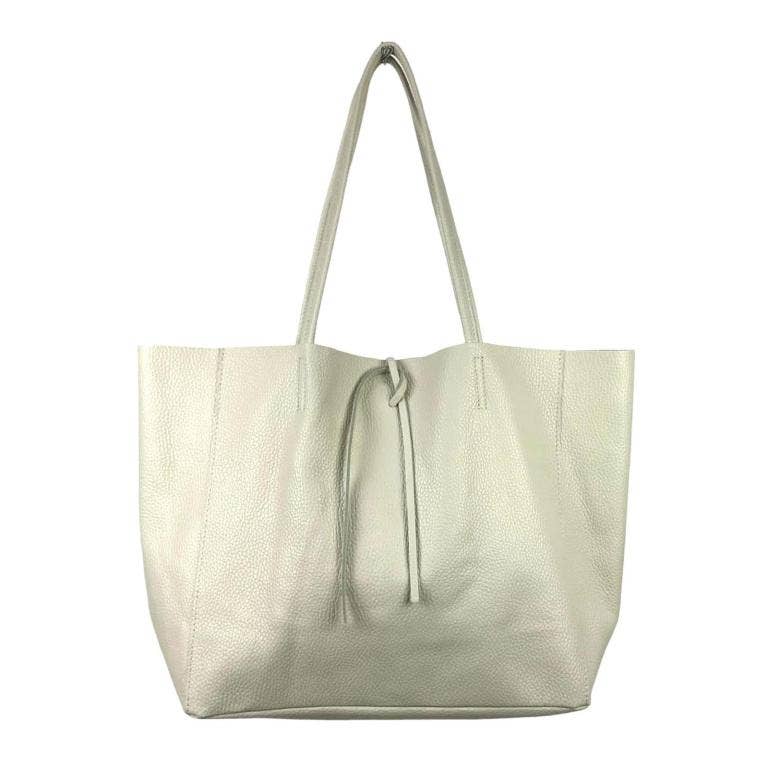 Leather Shopper: Taupe