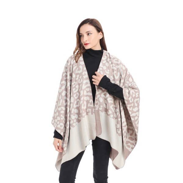 Cheetah Print Reversible Cape: 02 Black