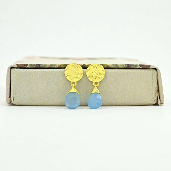 Abigail Earring Gold - Blue Chalcedony