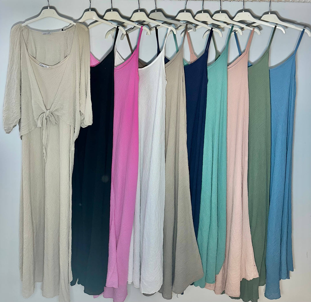 Cotton Strappy Maxi Dress: Taupe