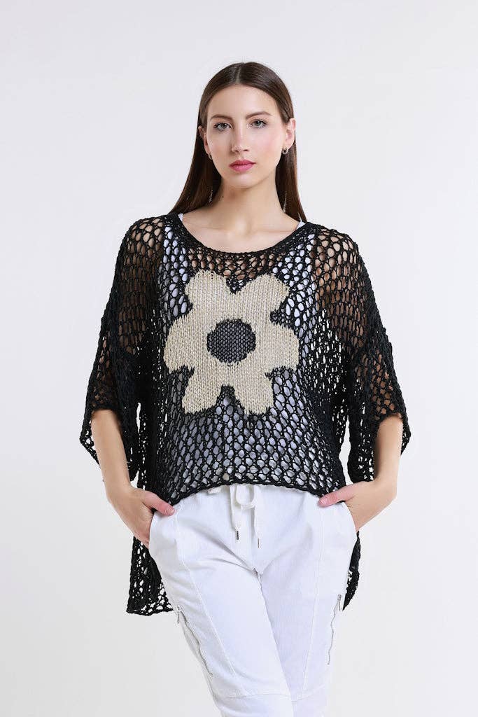 Daisy  Open Knit Sweater (BSS302D):White