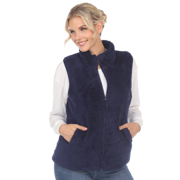 Zip up sherpa vest: Black / XL