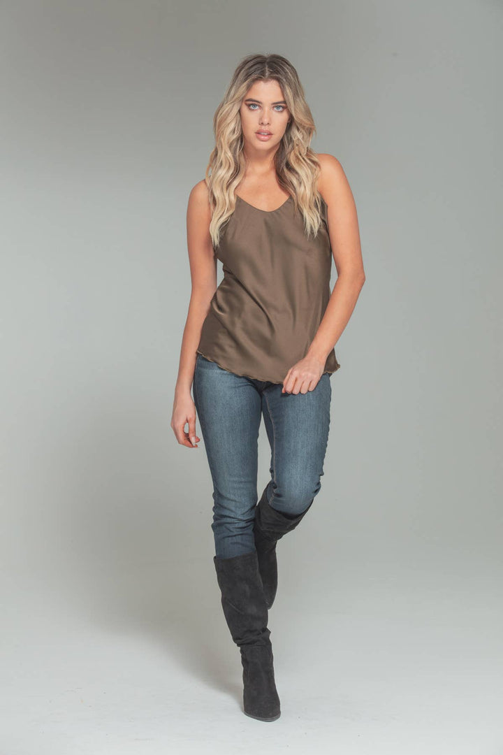 Satin Cami: Curry / M