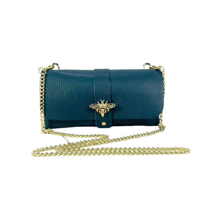 Grain Leather Bag with Dragonfly Clasp: Fuchsia