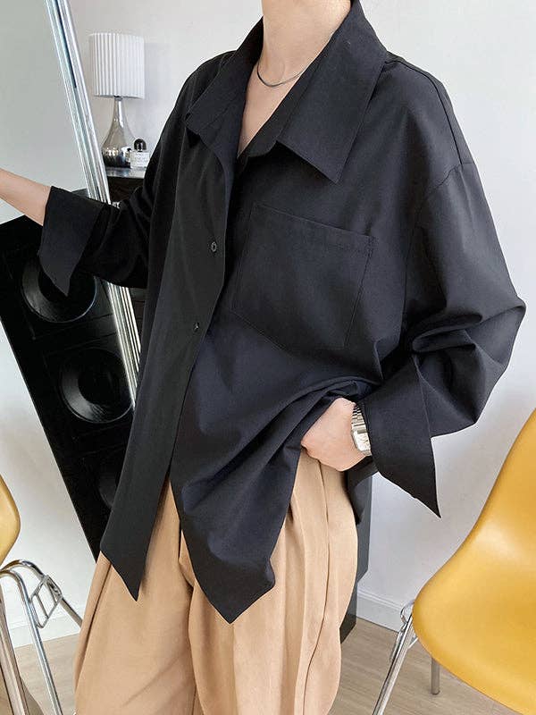 Buttoned Back Blouses: WHITE / M