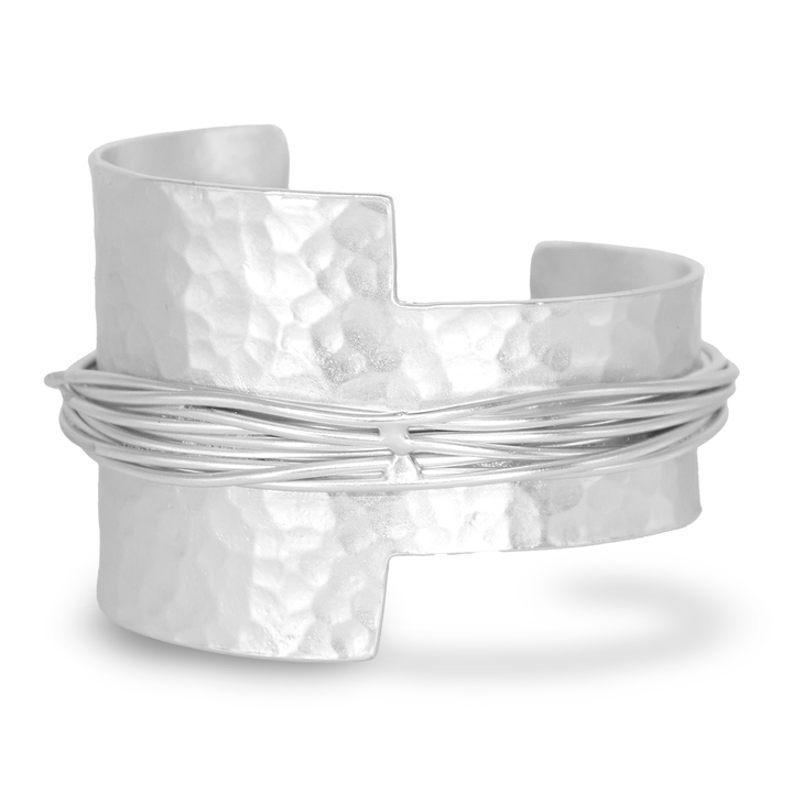 Statement Wire Cuff Bracelet: Silver
