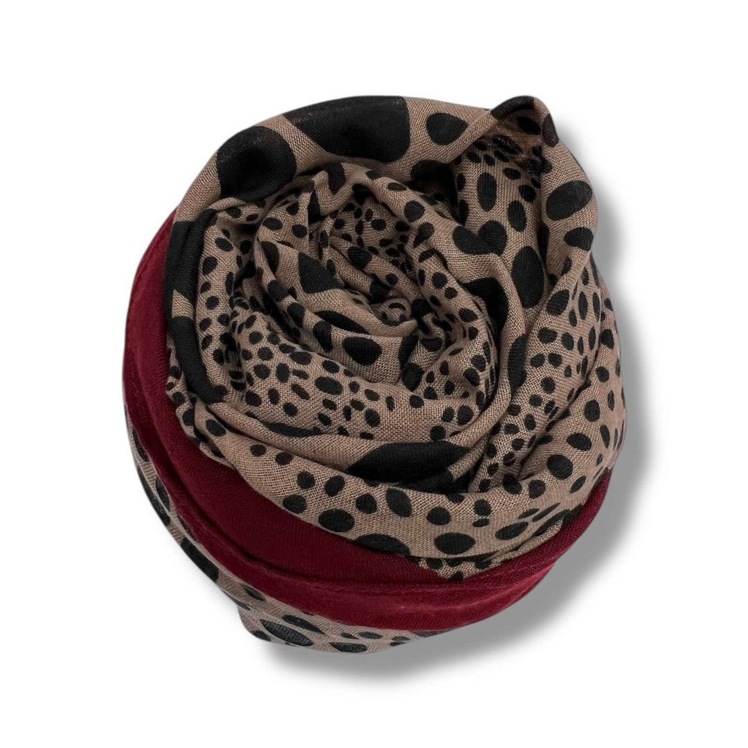 Leopard dots print scarf : Mocca