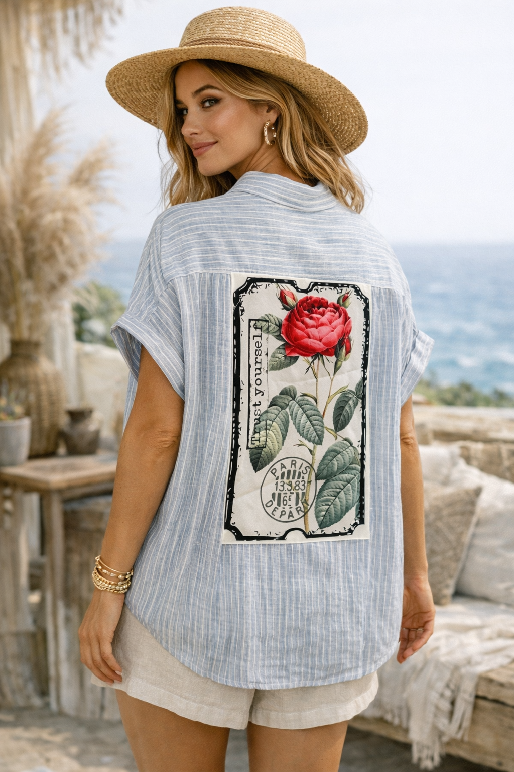Parisienne Bloom Patch Shirt: L