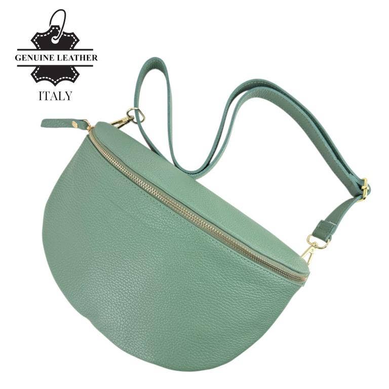Italian Leather Waist Bag: Brown