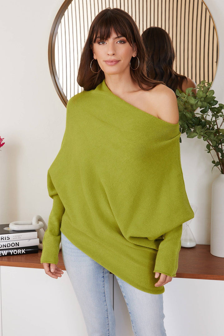 ASYMMETRICAL SWEATER LIME:XS/S