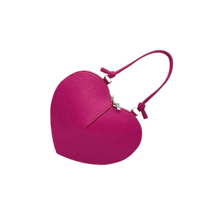 Heart Leather  bag, Made in Italy,112587: Blk