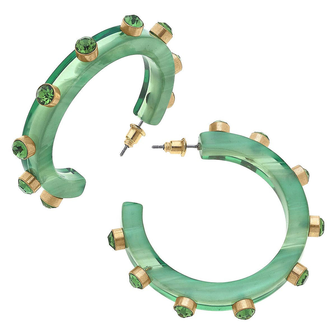 Renee Resin and Rhinestone Hoop Earrings: Cocoa