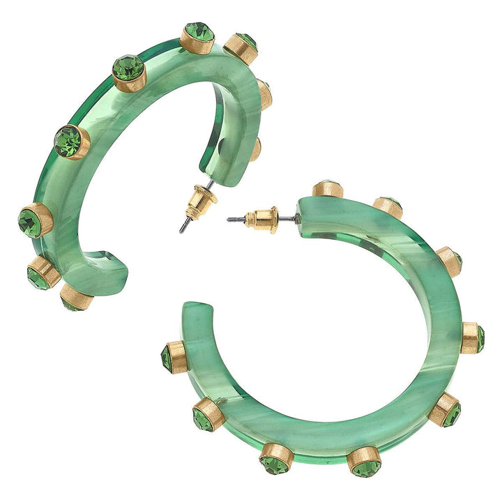 Renee Resin and Rhinestone Hoop Earrings: Cocoa