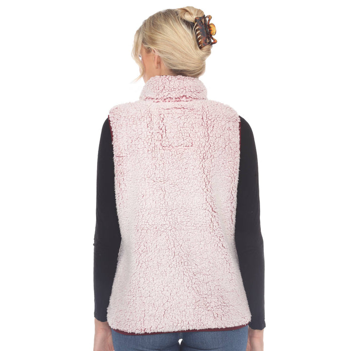 Zip up sherpa vest: Black / S