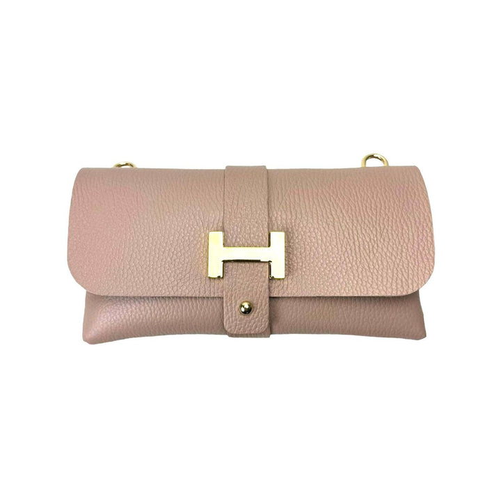 Leather Bag with Chain Handle:Black