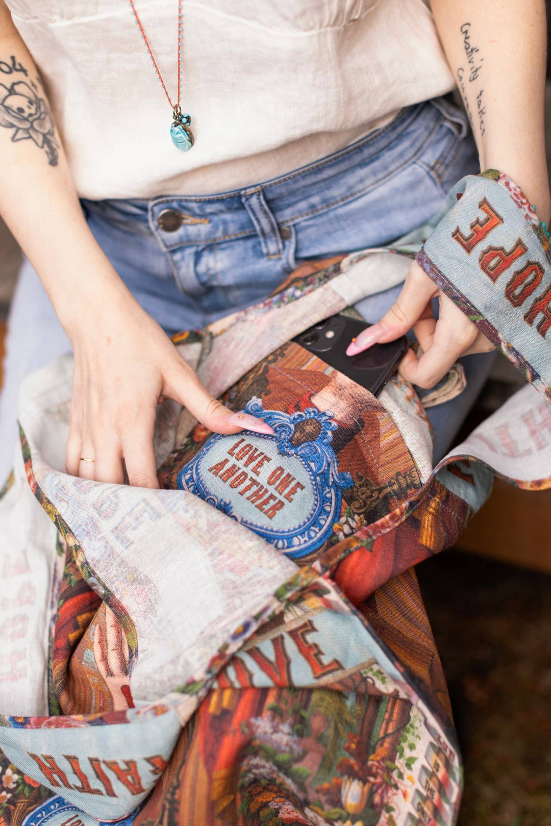 Love Language Heart  Linen Tote Bag