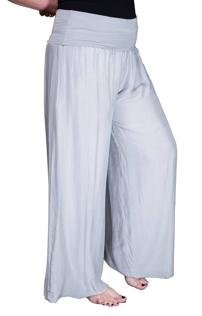 Foldover Waist Silk Pant (PL203):Navy