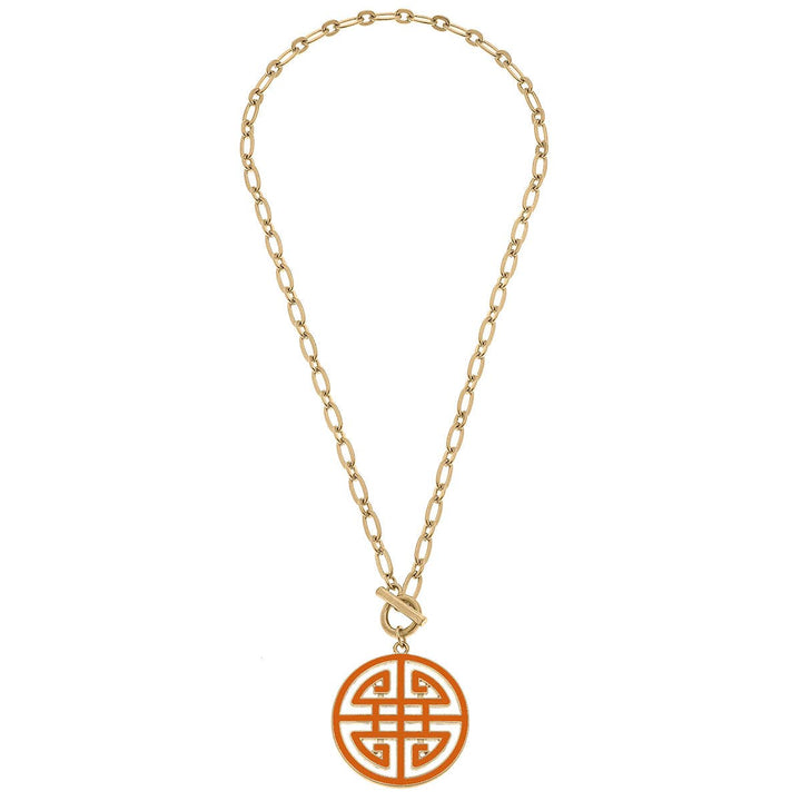 Tara Game Day Greek Keys Enamel Pendant Necklace: Blue