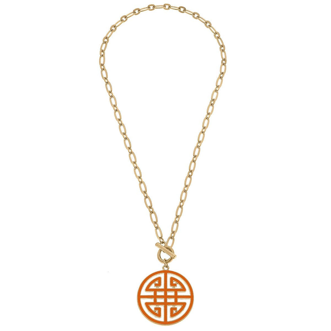 Tara Game Day Greek Keys Enamel Pendant Necklace: Yellow