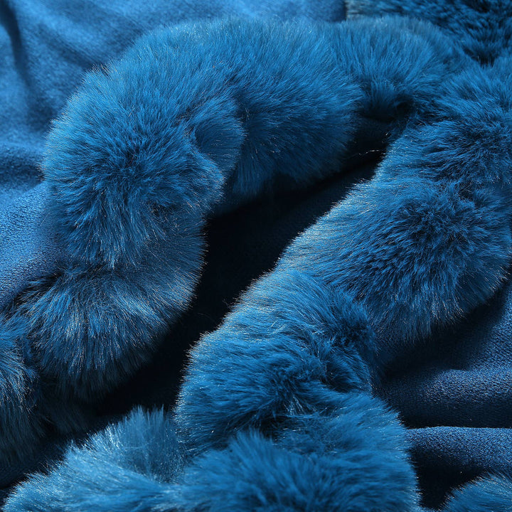 PE371 Double layer fur trimmed capes: Black