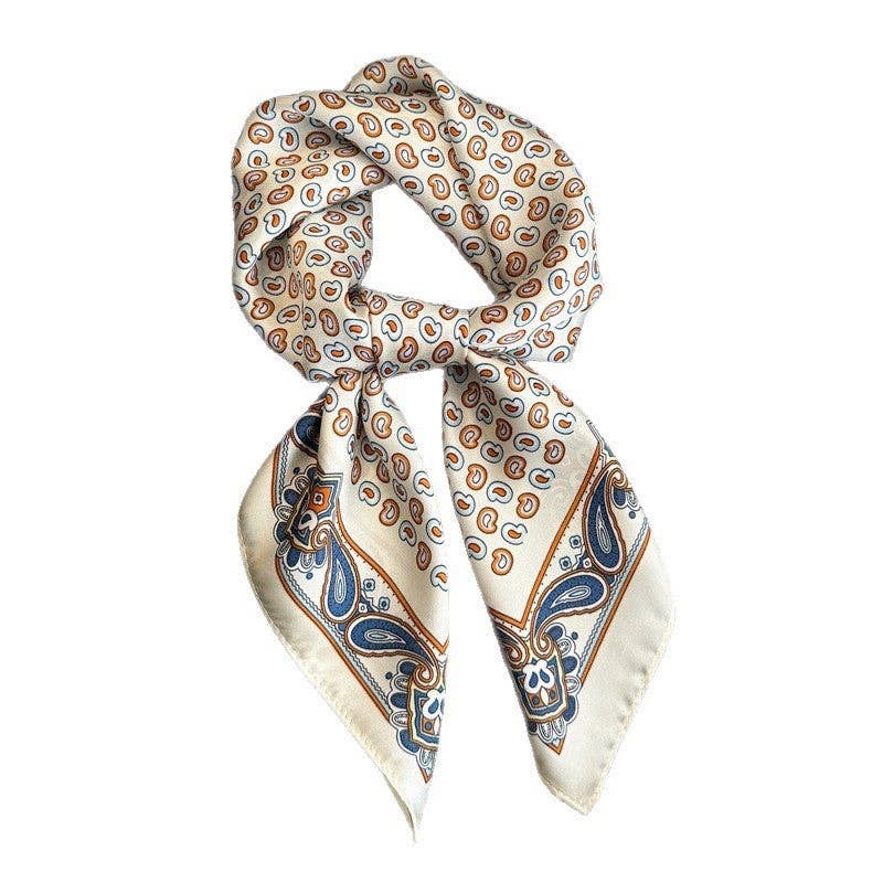 Sheer Trend - Fashion Print Square Scarf: CREAM