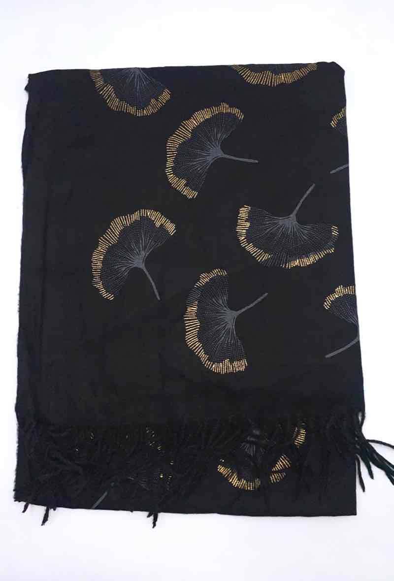 Gingko Leaf Pattern Soft Scarf: Ruddy