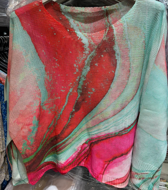 C1006 Tie-dye Printed Sweater  : Aqua