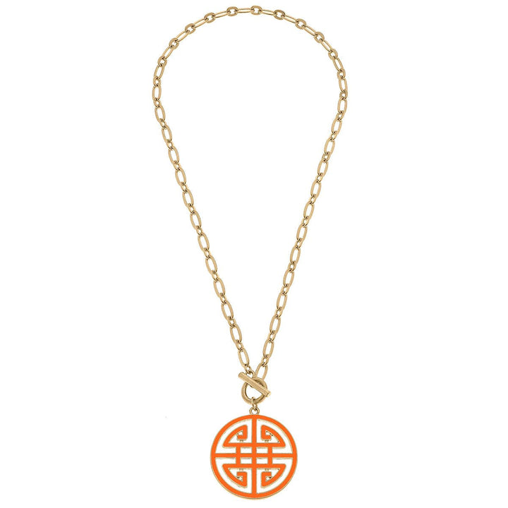 Tara Game Day Greek Keys Enamel Pendant Necklace: Blue
